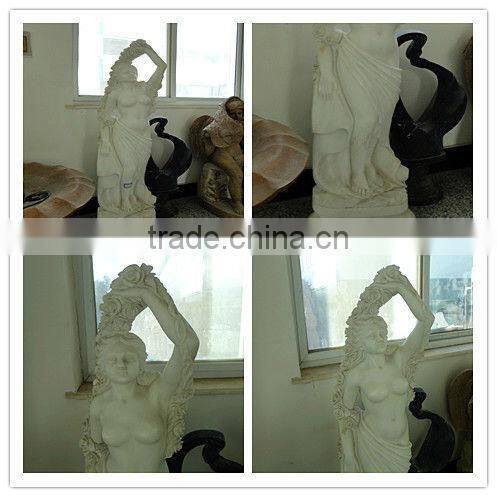 Marble Nude Flower Lady Statue In Stock