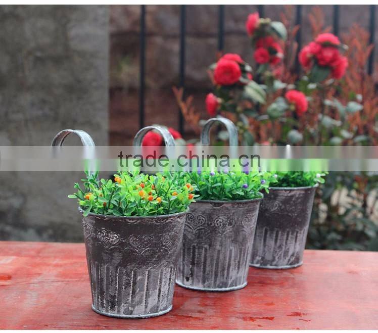 bulk antique black galvanized outdoor wall hanging metal planter