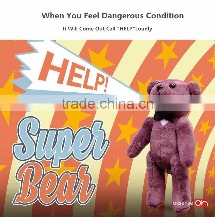 2017 New Hot Keychain Personal Alarm With Mosquito Repellent, Cute Super Bear Girls' Self-Protection High Decibel Security Alarm