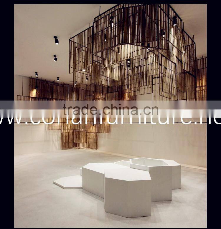 Illuminated acrylic solid surface disaply shelving
