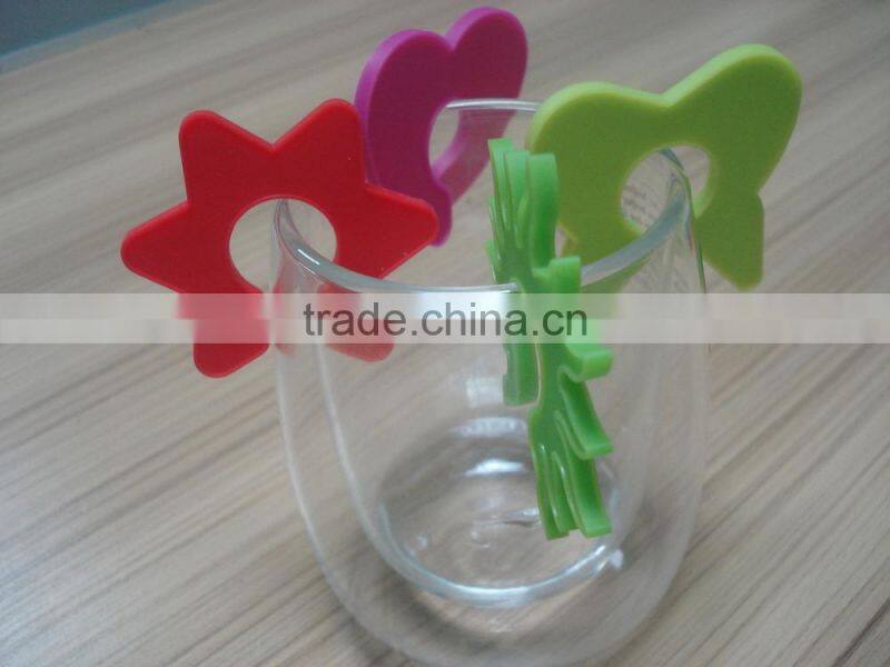 heart shape silicone wine glass markers