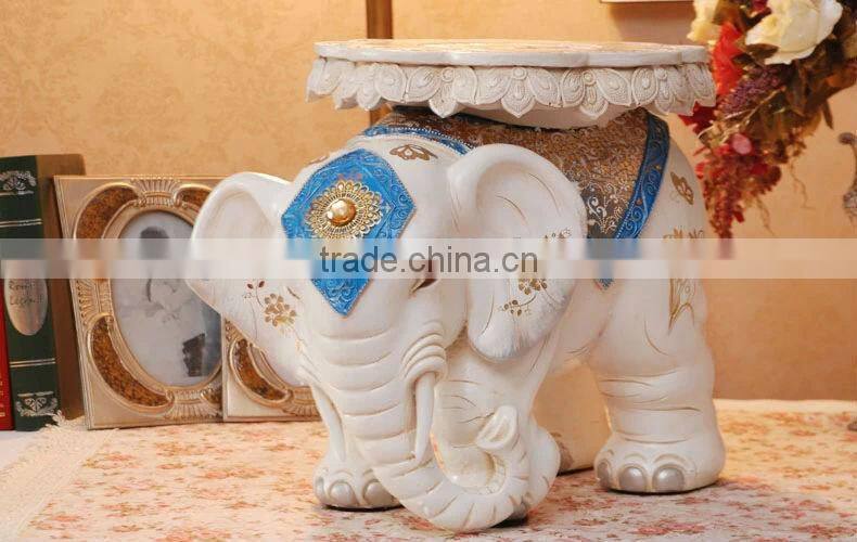 2014 New Products Home Decoration White Resin Elephant Sculpture