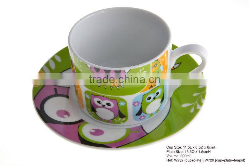 Wholesale High Quality Porcelain Colorful Owl Pattern Teapot Whole Set WS1059-CF021-276-TC2