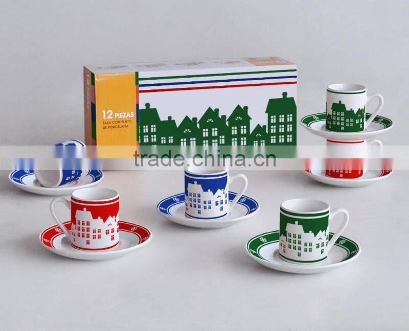 round shape ceramic coffee cup and saucer set