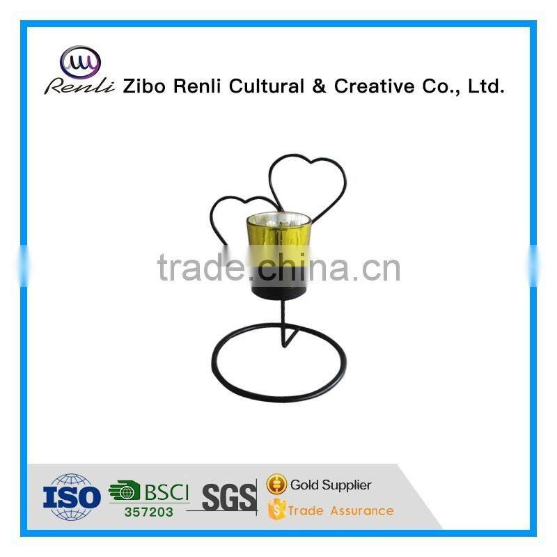 Gold Mercury Votive Candle Holder Glass with Metal Stand