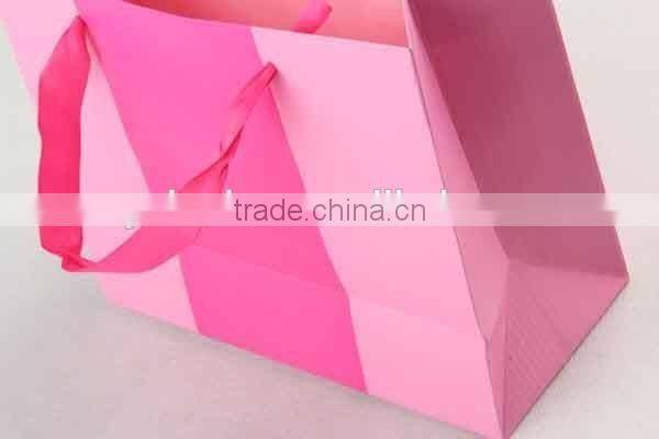 Two-colored Foldable Gift Bag With Stripes/ Shopping Bag