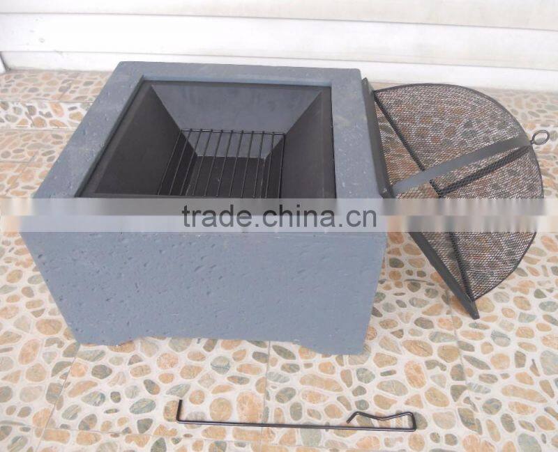 Outdoor Square Antique Steel Fire Pit / Fireplace
