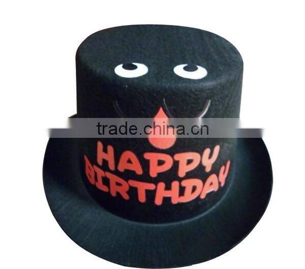 2017 new charm products funny decoration ideas wool felt bowler cap slash top hat wholesale with happy birthday made in china