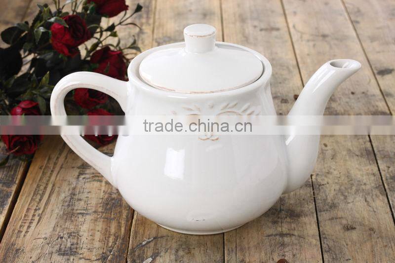 2015 latest design teapot set relief, stone porcelain teapot, high quality promotional teapot