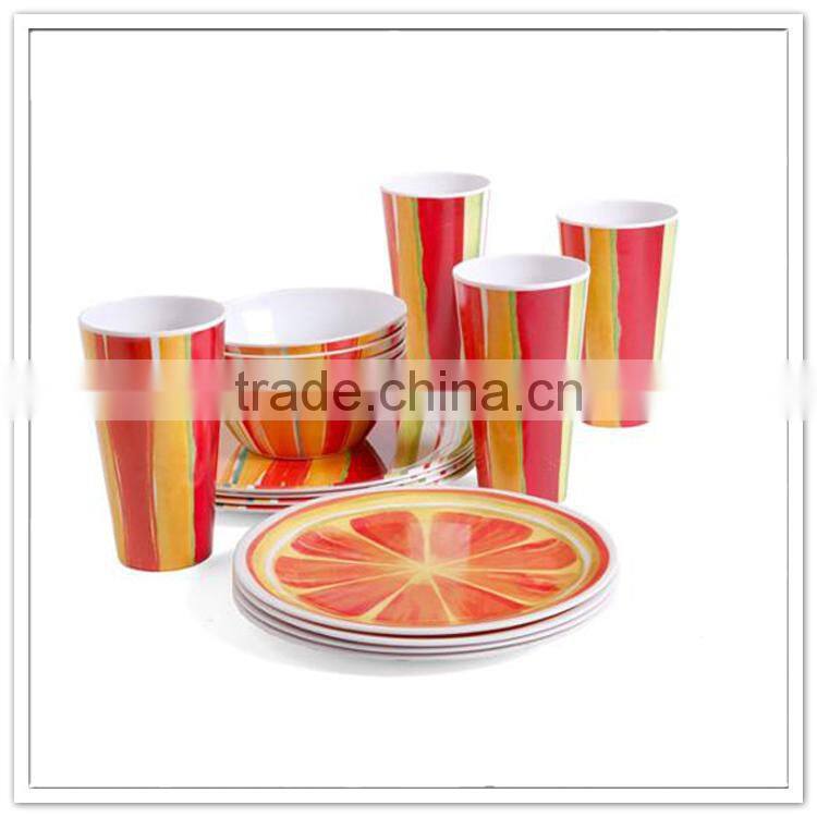 16 PCS melamine household products watermelon plastic italian style dinnerware set