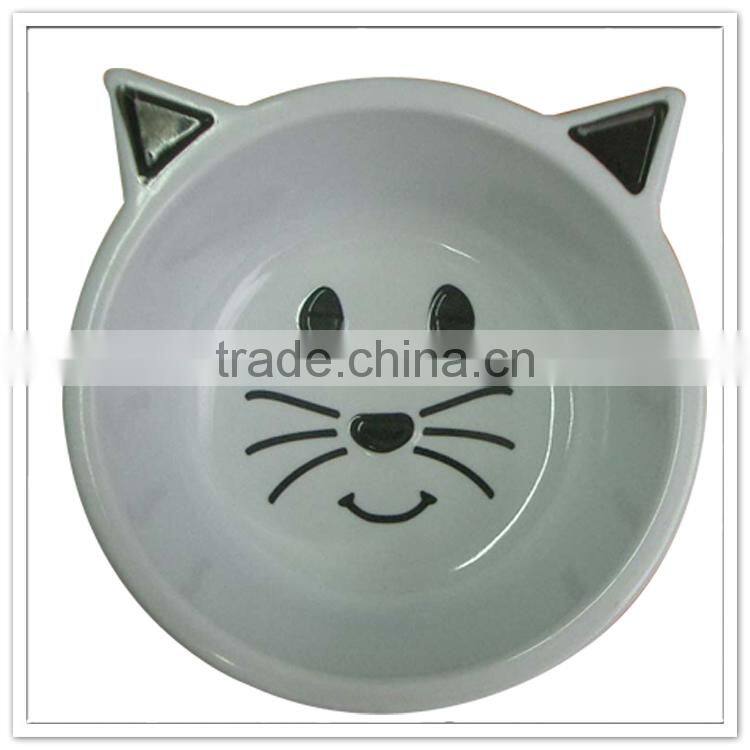 Plastic kitten food bowl, cat shape melamine cat bowl