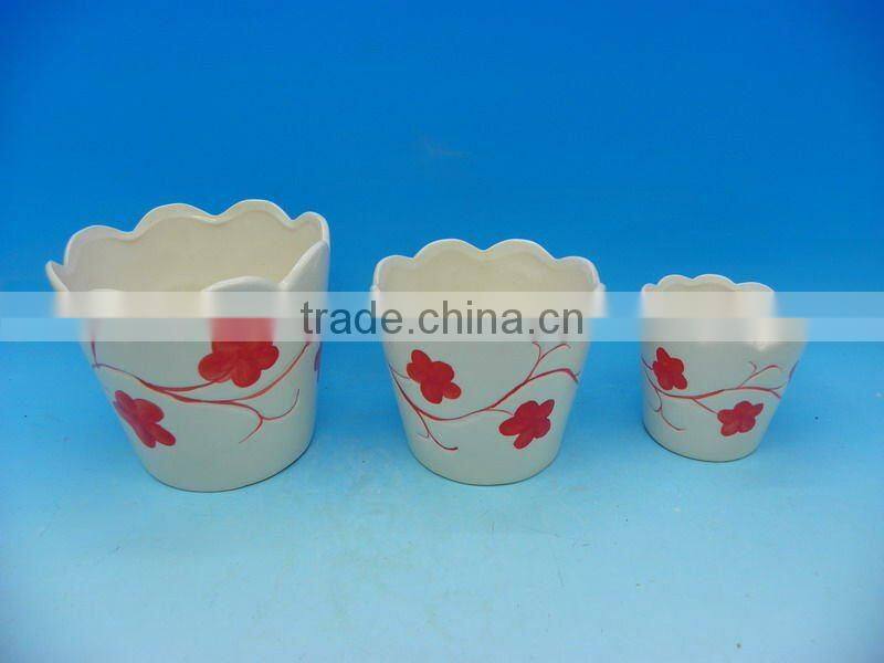 RECTANGULAR WHITE CERAMIC FLOWER POT