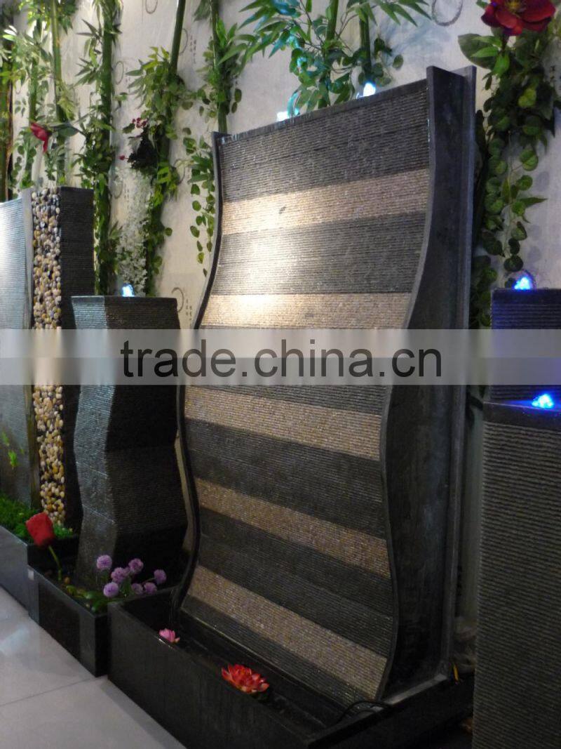 granite stone water fountain water wall with base