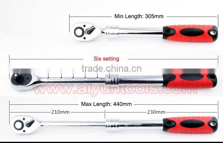 1/2" 3/8" 1/4" Telescopic handle Ratchet Wrench(Socket Set) Quick Release wrench 72t Cr-v