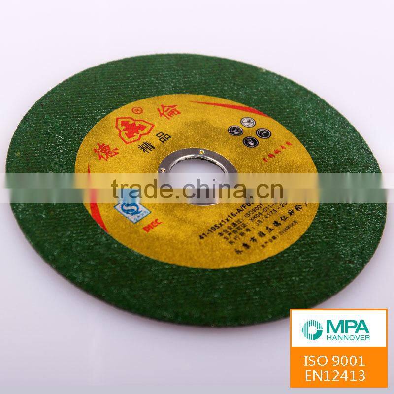 4x1mm Thin Stainless Steel Green Cut off Wheel Double Mesh Reinforced Resinoid Bond