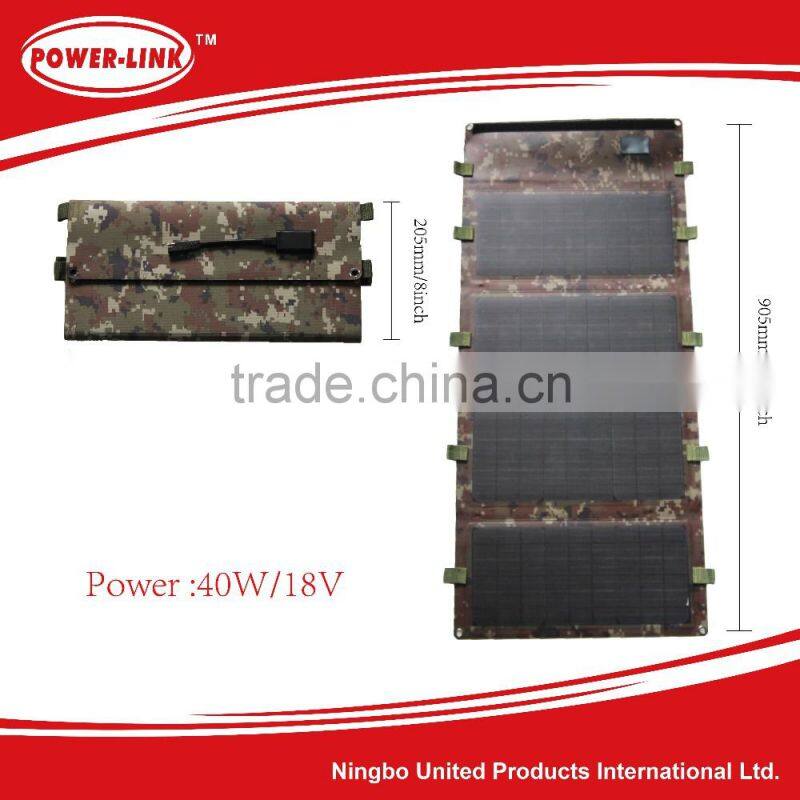 Laminated 40W folding solar power charger,solar panel,solar cell,monocrystalline silicon,for mobile,pad,laptop,camera