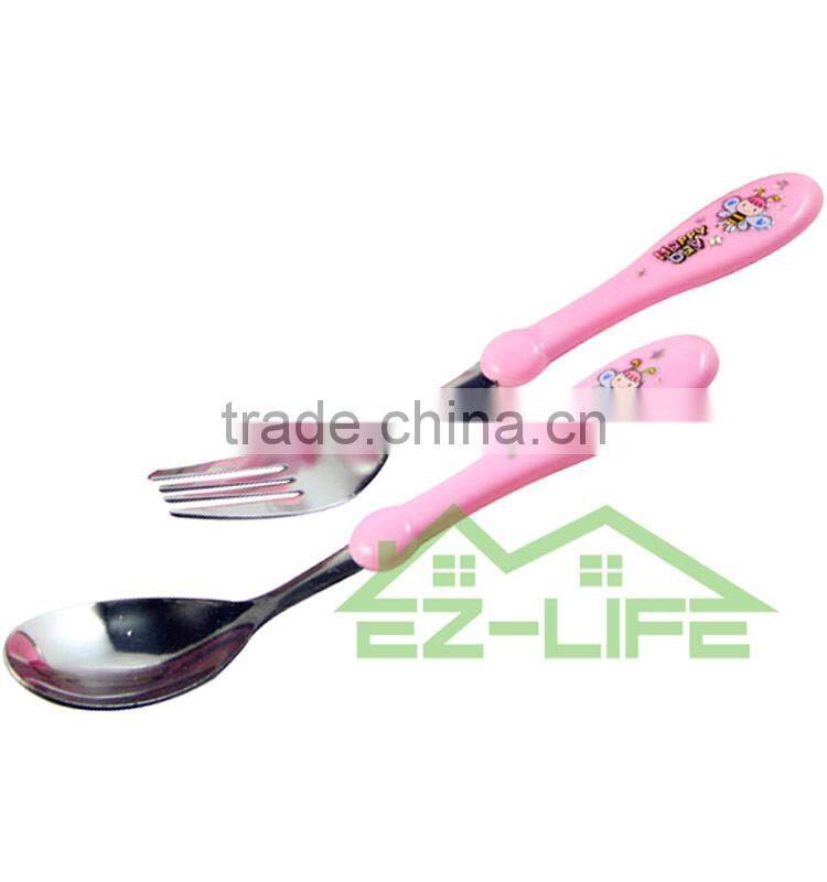 Korean cute stainless steel baby spoon and fork set