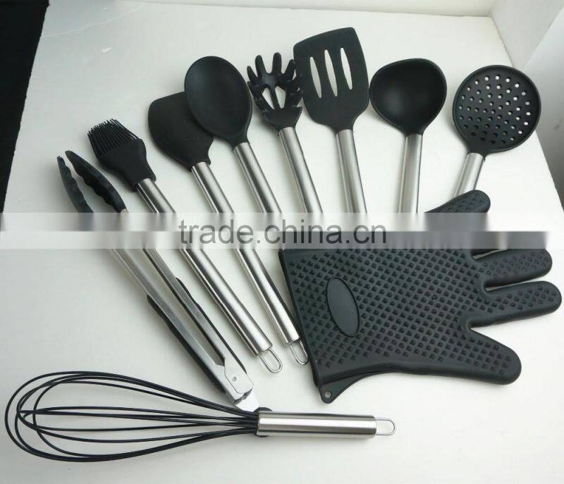 33052 10-pcs silicone kitchen utensil with stainless steel handle