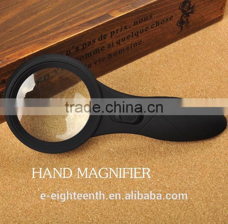 2016 New TH600559 4-10X loupes ABS material high rubber magnifying lens Handheld Magnifier quality frosted with LED UV lamp