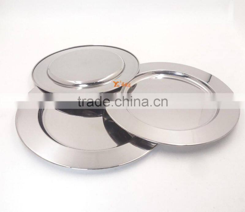 wholesale flat bottom elegant seafood tray/stainless steel salad plate set