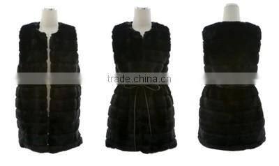 sweet charm round collar sleeveless girl's long imitation fur waistcoat