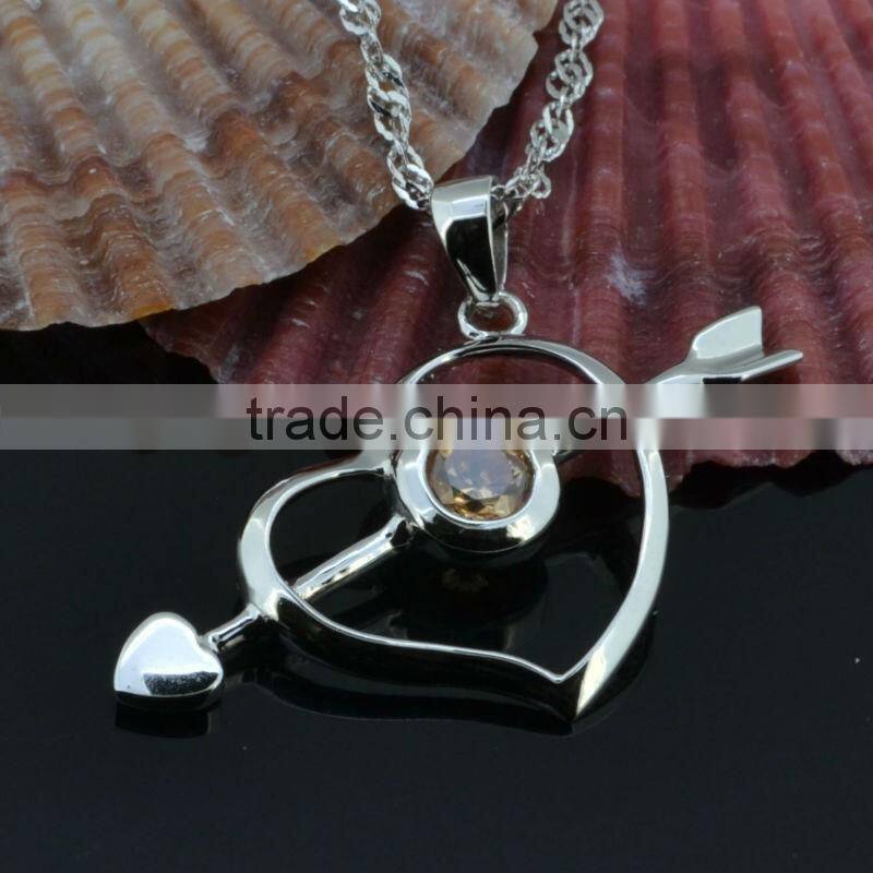 women 925 silver necklace fashion stone zircon rhodium plated