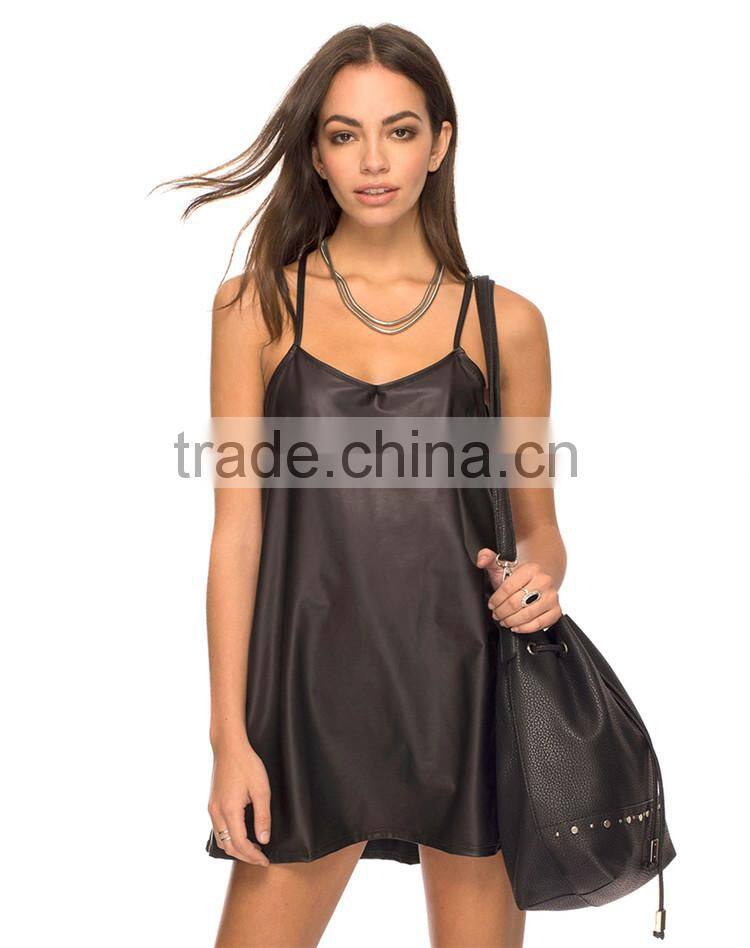 2015 Alibaba china bulk sale fashion strap leather xxl size women casual dress