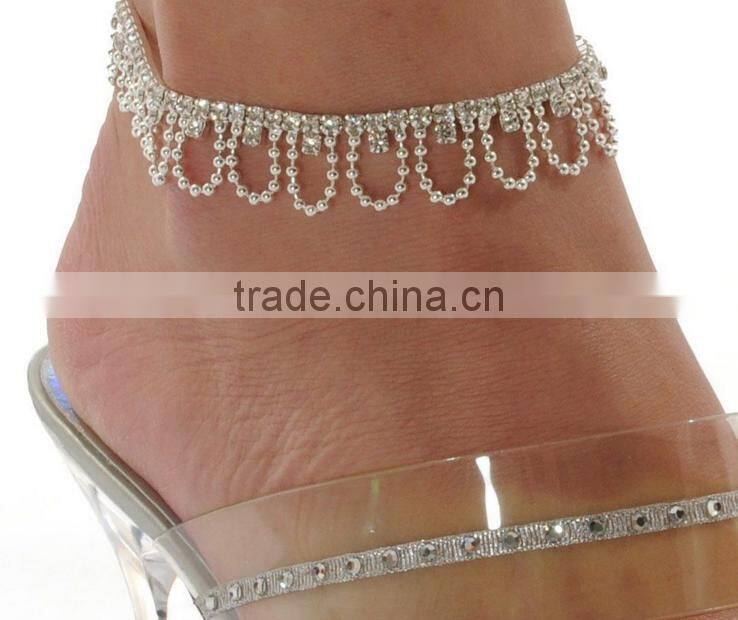 fashion strass crystal heart anklet bracelet bling bling crystal cupchain anklets bridemaids jewelry for wedding gifts
