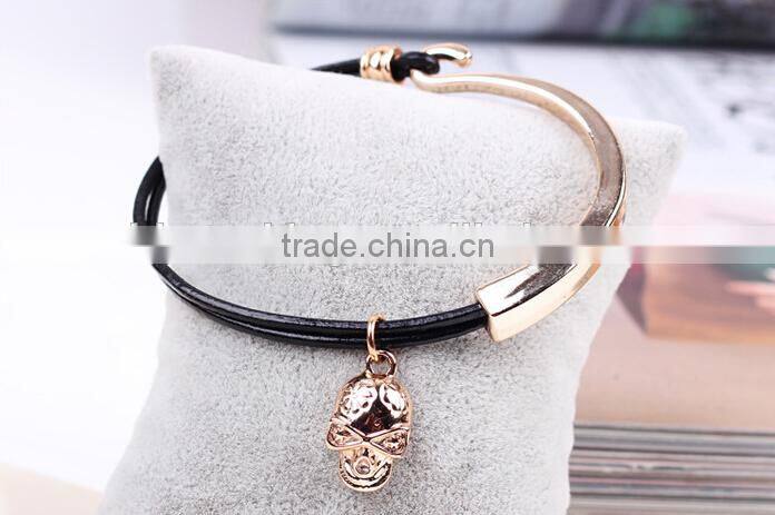 high quality gold oval clasp leather bracelet multi strand leather bracelet