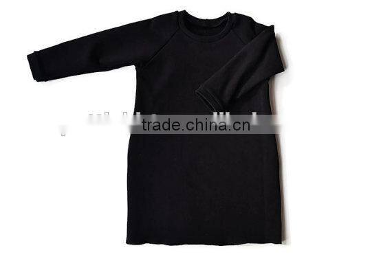 Wholesale Children's Boutique Handmade Clothing Baby Girl Long Sleeve Soild Color Dress Girls Party Dresses