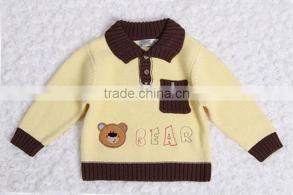 Trim contrast color knitwear modern poloshirt collar sweater pullover