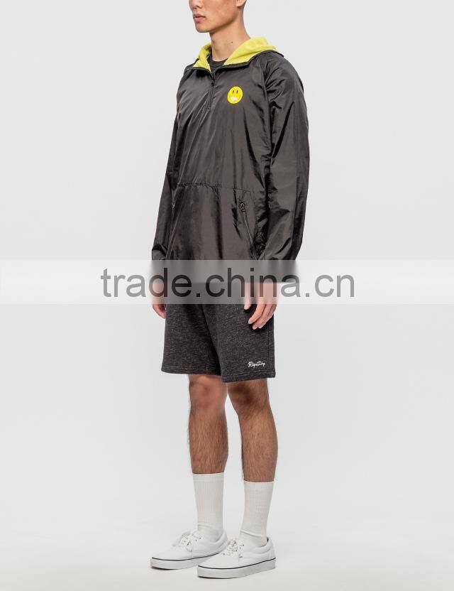 OEM service latest design men hoody balck windbreaker jacket