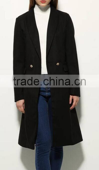 Runwaylover EY1018C lady trench coat with belt black long women coat
