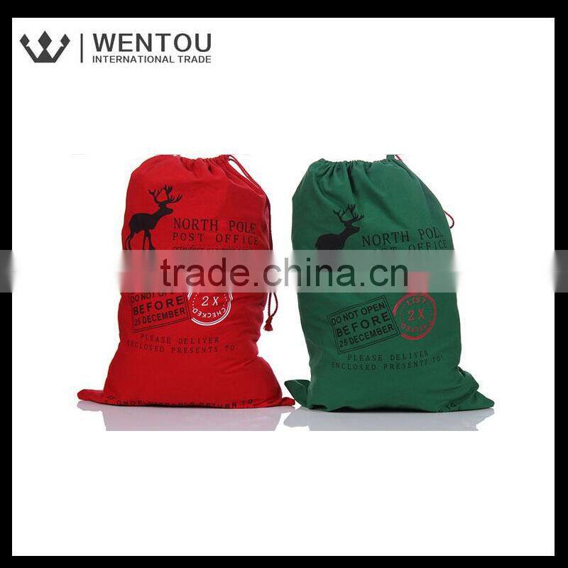 Wholesale Christmas Canvas Santa Sack With Red Drawstring
