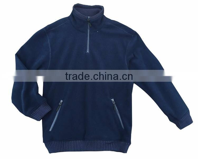 Industrial rib collar 1/4zipper mens thick warm jacket