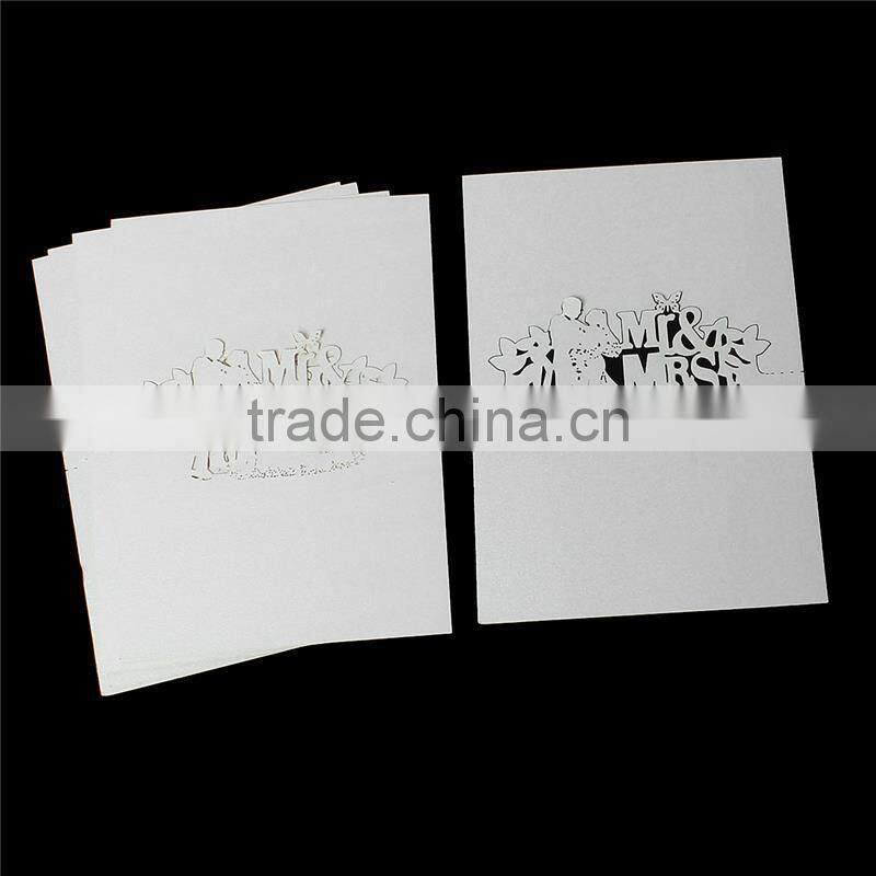 Paper Wedding Party Name Place Card Bride & Bridegroom Message "Mr & MRS" Light Gold Glitter