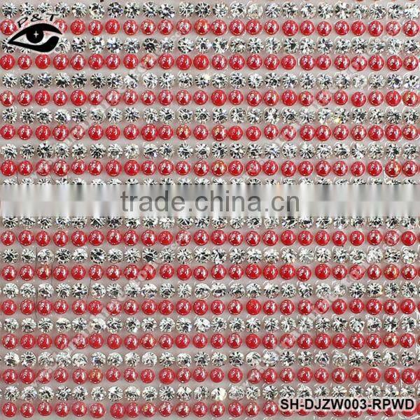New Design Hot fix Pearl rhinestone mesh iron on transfer Adhesive Rhinestone Transfer Sheets