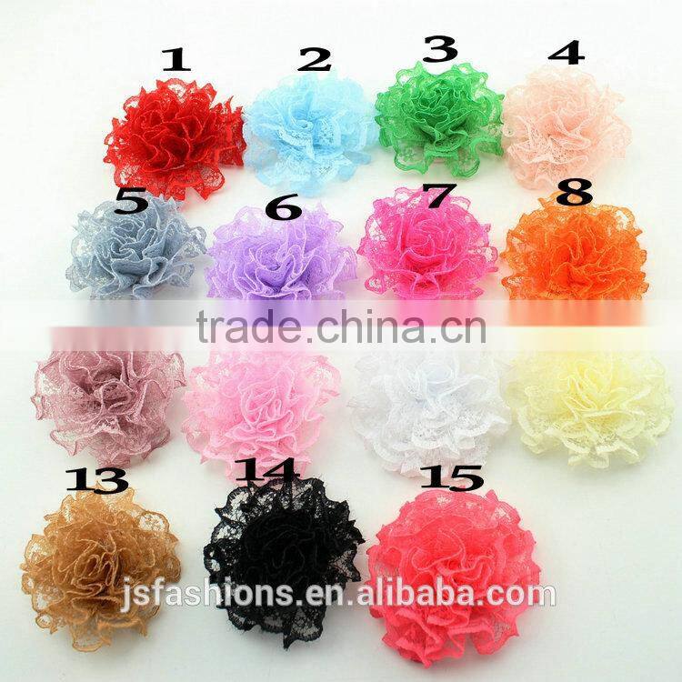 15 colors 6 cm diameter fabric floral chiffon flower accessories, hair clip, shoes and garments accessories, DIY crafts flowers