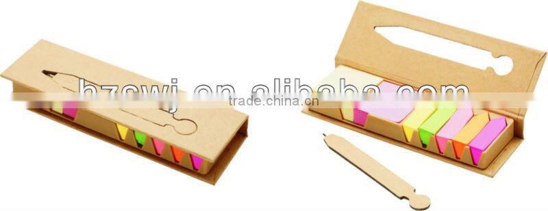 sticky notepad with pend and ruler