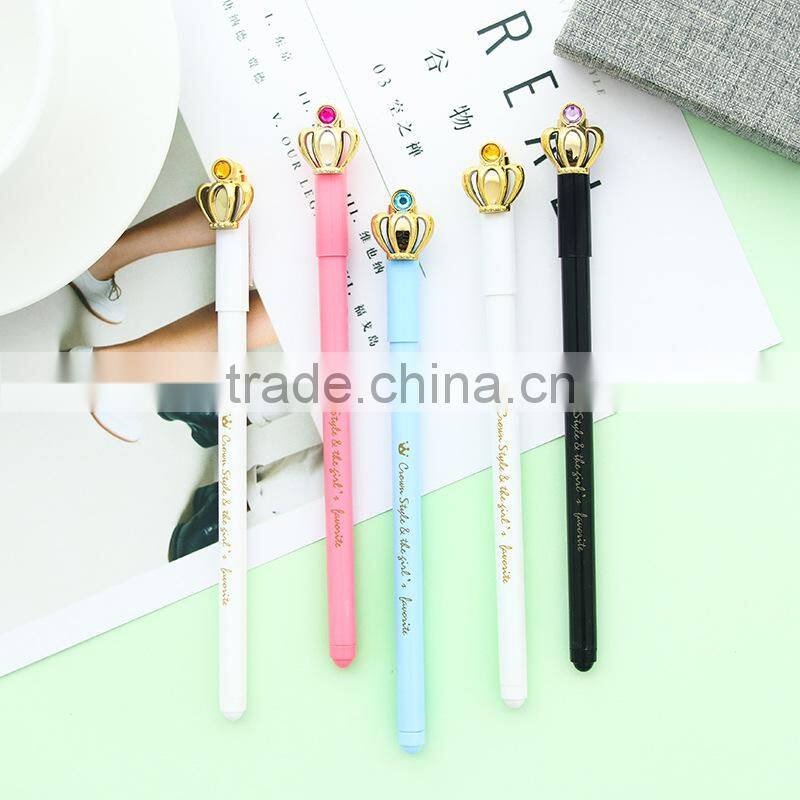 New hot sale promotional crown diamond gel ball pen school student gift