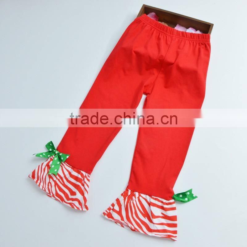 Children christmas clothes red santa claus top with red ruffle pants girl christmas costumes kids outfits