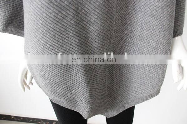 12gg rib knitted women's turtleneck cashmere ponchos