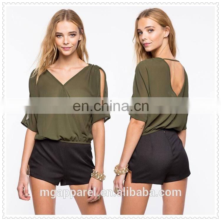 outdoor new model simple chiffon style blouse women wholesale