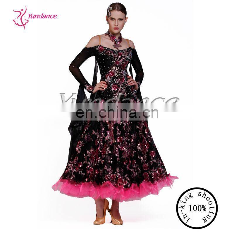 B-13153 Latest Black And Red Sequin Plus Size Ballroom Dance Dresses