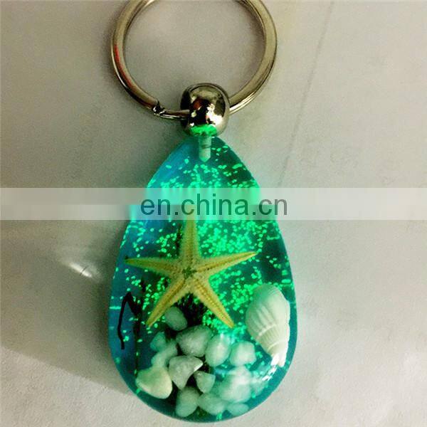 Luminous Stone Accessories Natural Starfish Imitation Amber Car Pendant Accessory Key Chain Ring