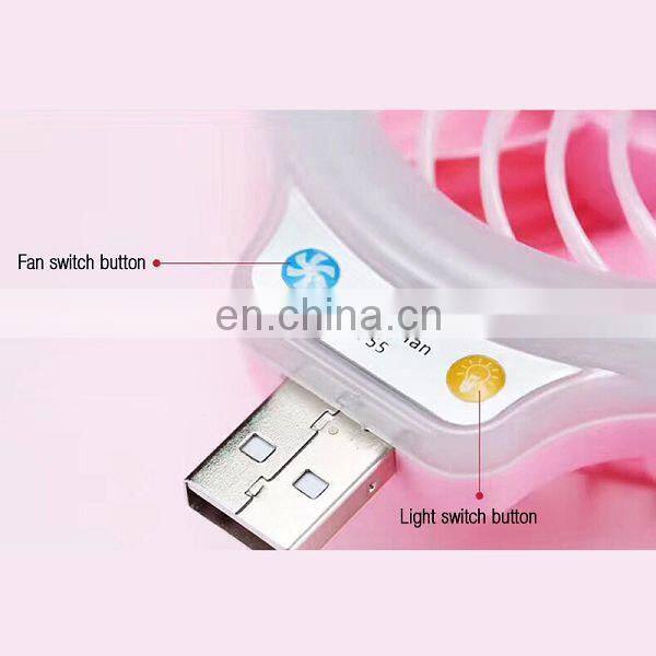 New beauty fill light USB mini portable fan with LED lamp