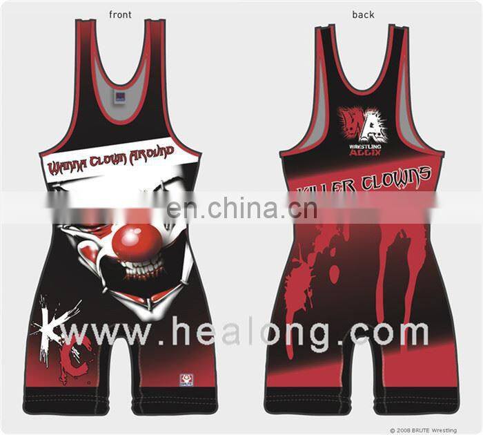 Healong Dye-Sublimation Printing 2014 Wrestling Jersey No Name