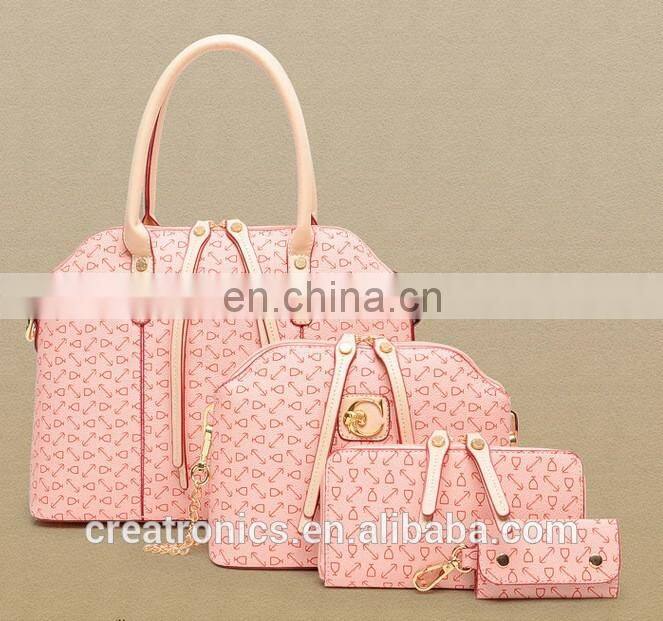 CR USA market expert hot selling pink color tote bag fashion new hand bags popular style 4pcs purse bag set handbags