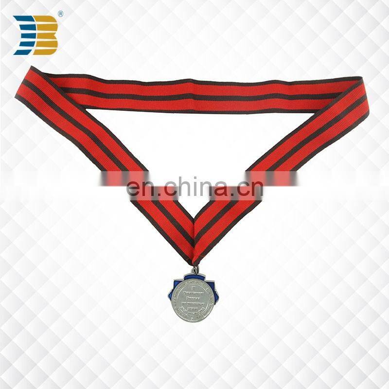 cheap custom silver weight lifting award sports medal with ribbon