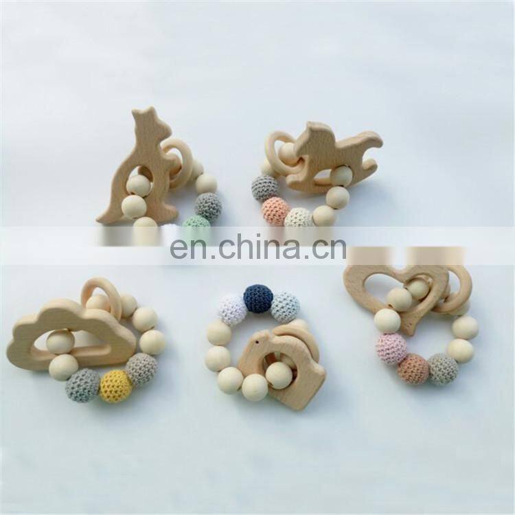 hand made Crochet wood teething beads safe for baby